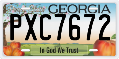 GA license plate PXC7672