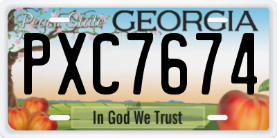 GA license plate PXC7674