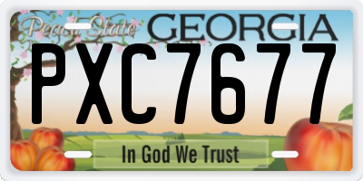 GA license plate PXC7677