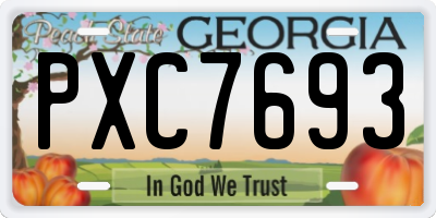 GA license plate PXC7693