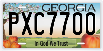 GA license plate PXC7700