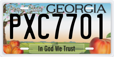 GA license plate PXC7701