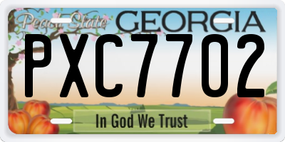GA license plate PXC7702