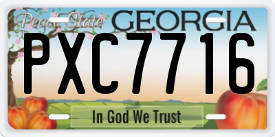 GA license plate PXC7716