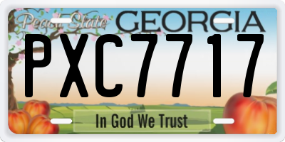 GA license plate PXC7717