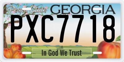 GA license plate PXC7718
