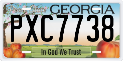 GA license plate PXC7738