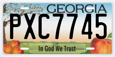 GA license plate PXC7745