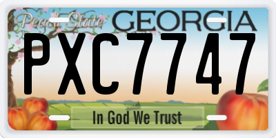 GA license plate PXC7747