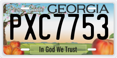 GA license plate PXC7753