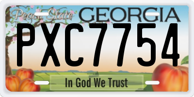 GA license plate PXC7754