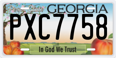 GA license plate PXC7758