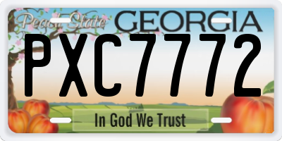 GA license plate PXC7772