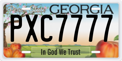 GA license plate PXC7777