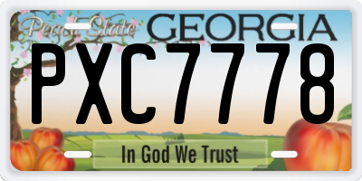 GA license plate PXC7778