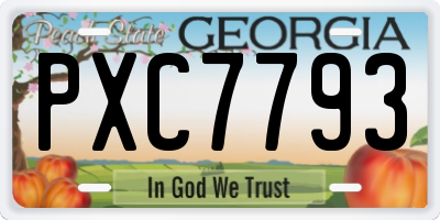 GA license plate PXC7793