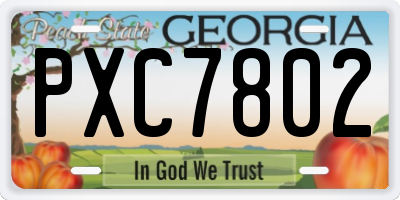 GA license plate PXC7802