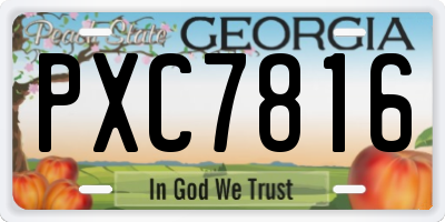 GA license plate PXC7816