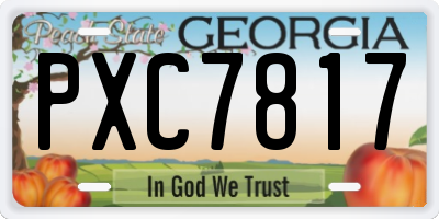 GA license plate PXC7817