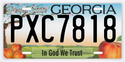 GA license plate PXC7818