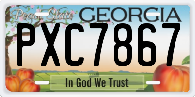 GA license plate PXC7867