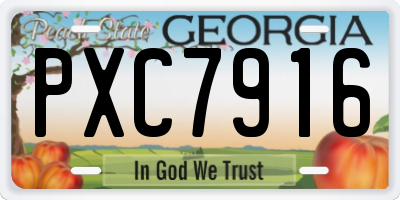 GA license plate PXC7916