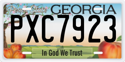 GA license plate PXC7923