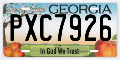 GA license plate PXC7926