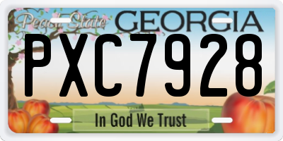 GA license plate PXC7928