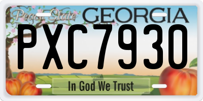 GA license plate PXC7930