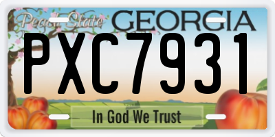 GA license plate PXC7931