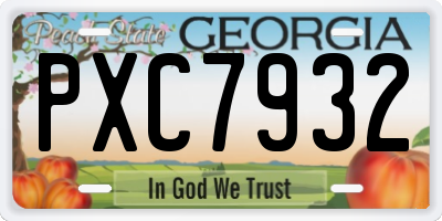 GA license plate PXC7932