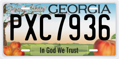 GA license plate PXC7936