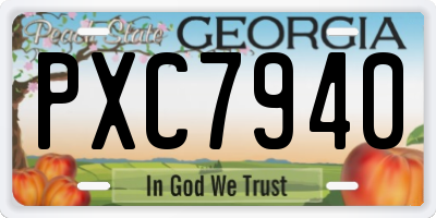 GA license plate PXC7940