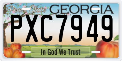 GA license plate PXC7949