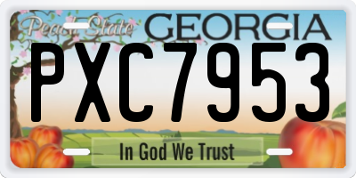GA license plate PXC7953