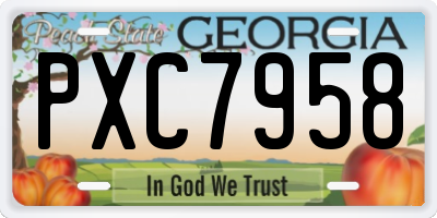 GA license plate PXC7958