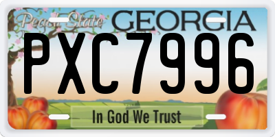 GA license plate PXC7996