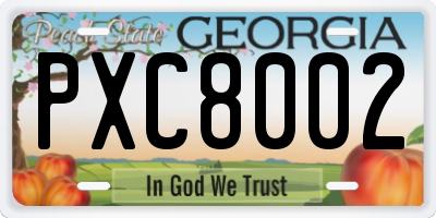 GA license plate PXC8002