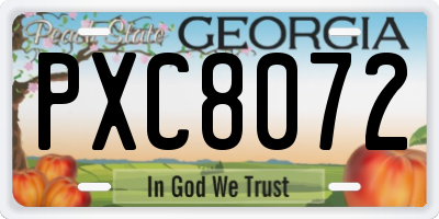 GA license plate PXC8072