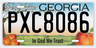GA license plate PXC8086