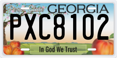 GA license plate PXC8102