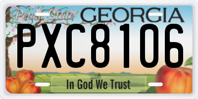 GA license plate PXC8106