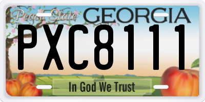 GA license plate PXC8111