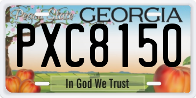 GA license plate PXC8150