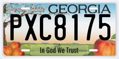 GA license plate PXC8175