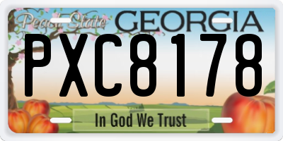 GA license plate PXC8178