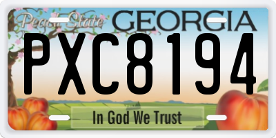 GA license plate PXC8194