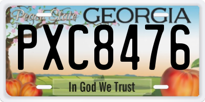 GA license plate PXC8476