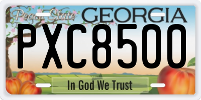 GA license plate PXC8500